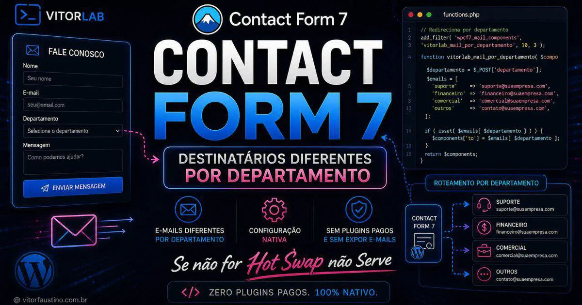 Contact Form 7: e-mails diferentes por departamento sem plugin pago