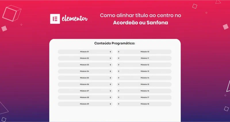 Elementor como alinhar título ao centro no acordeão ou sanfona